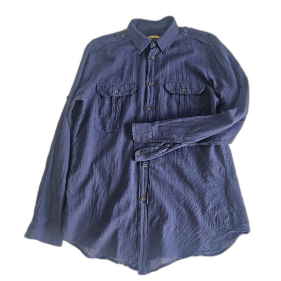 Ralph Lauren Rugby Sz W12 Button up Long Line Over shirt Epaulettes Navy - Picture 1 of 10